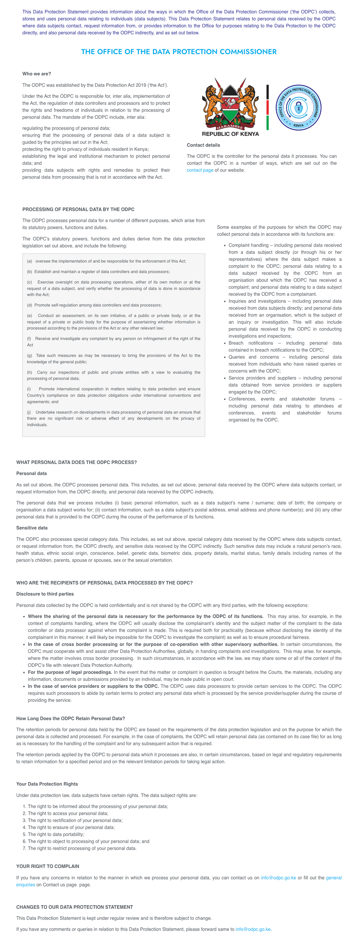 Data Protection Statement